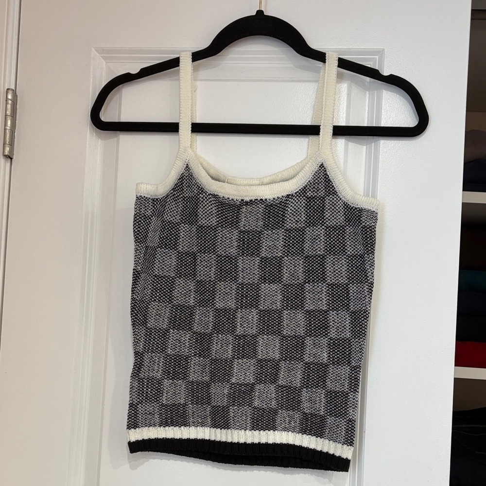 Elegant Black and White Checkered Camisole